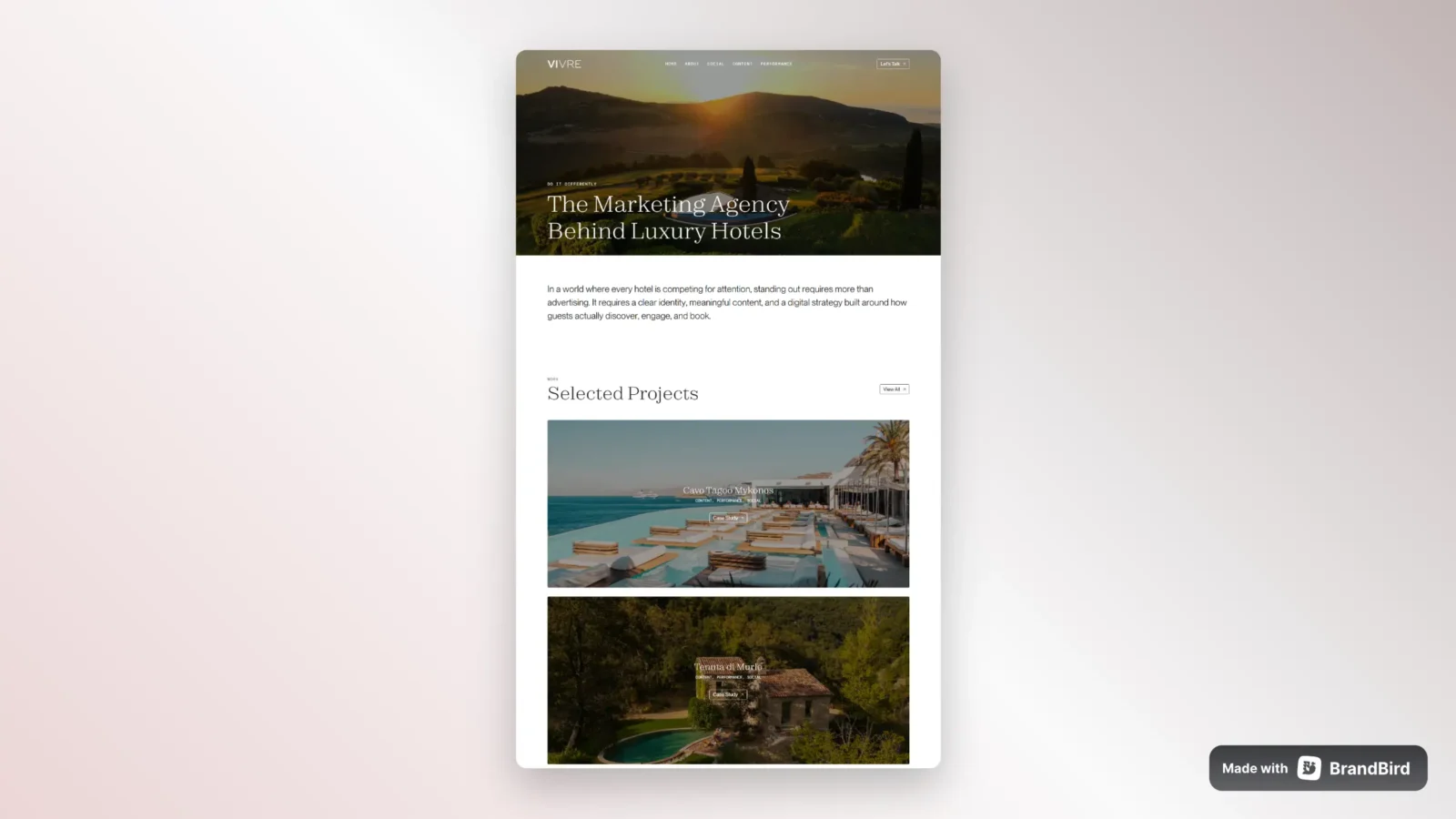 Vivre Agency cinematic web case study hero preview